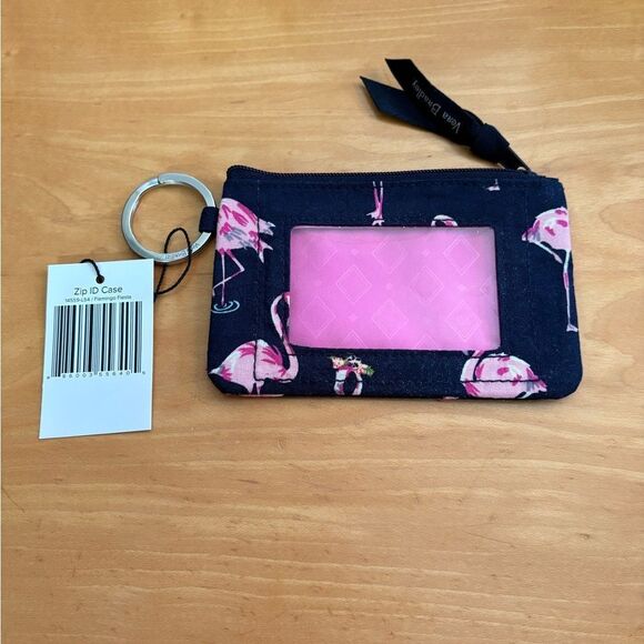 NWT Vera Bradley Zip ID Case in Flamingo Party ~ Blue and Pink - Picture 1 of 4